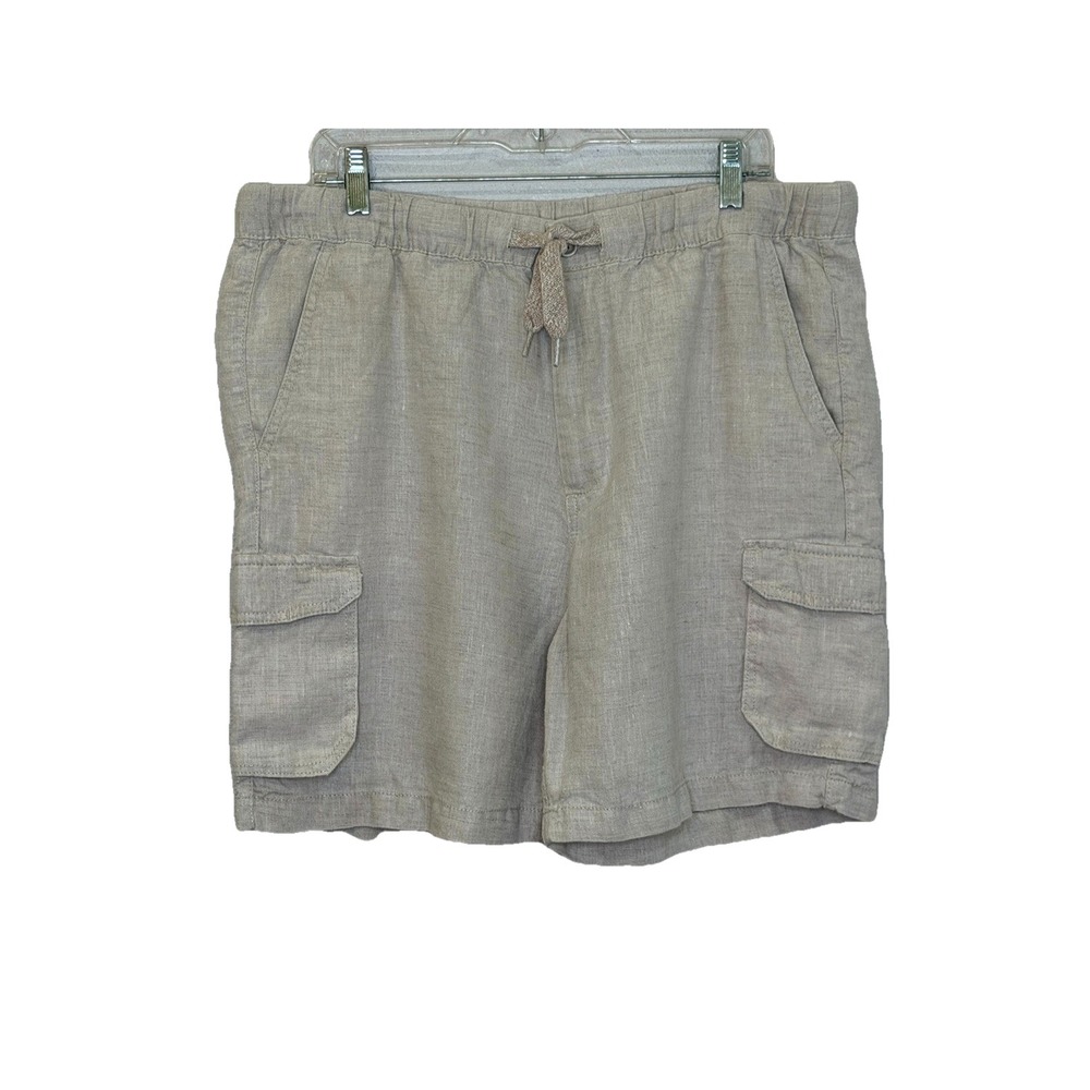 Ocean & Coast Chino Shorts Mens Size 36 Natural 100% Linen Cargo Pockets Coastal